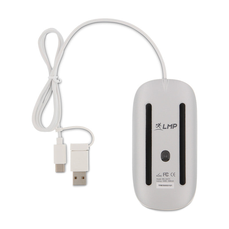 Refurbished LMP Easy Stijlvolle Kabel Muis 2in1 USB-C & USB-A - Wit
