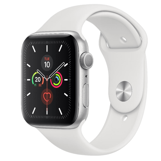 Watch Series 5 44mm Aluminium Zilver met Witte sportband